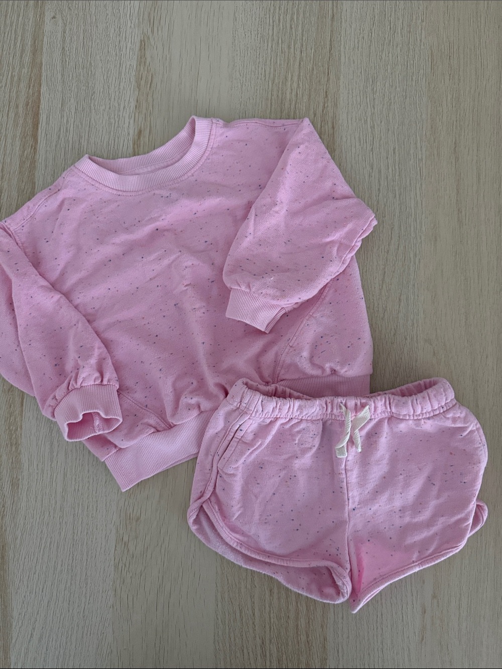 Girls Pink sprinkle confetti Sweatshirt & track shorts Set